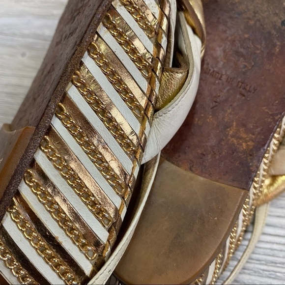 Vintage Bologna & Figli strappy twisted metallic chain designed sandals size 7 - Picture 11 of 12